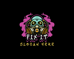 Skull Gas Mask Gaming logo design