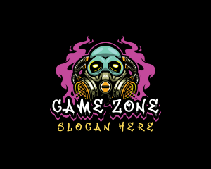 Skull Gas Mask Gaming logo design