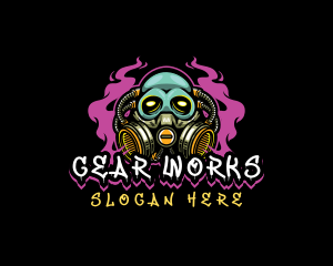 Skull Gas Mask Gaming logo design