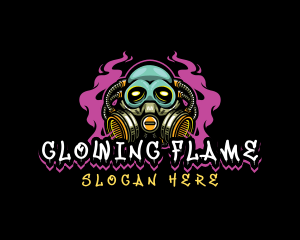 Skull Gas Mask Gaming logo design