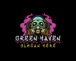 Skull Gas Mask Gaming logo design