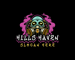 Skull Gas Mask Gaming logo design