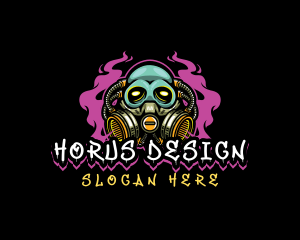 Skull Gas Mask Gaming logo design