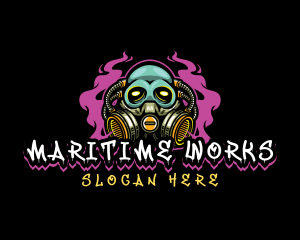 Skull Gas Mask Gaming logo design