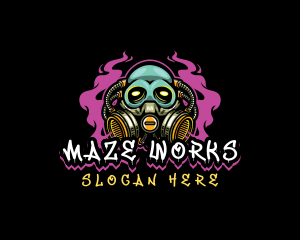 Skull Gas Mask Gaming logo design