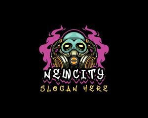 Skull Gas Mask Gaming logo design