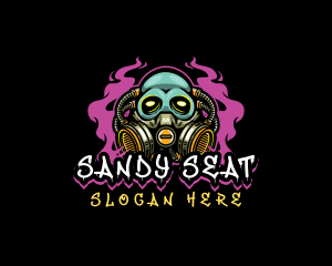 Skull Gas Mask Gaming logo design