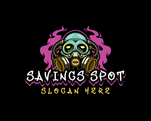 Skull Gas Mask Gaming logo design