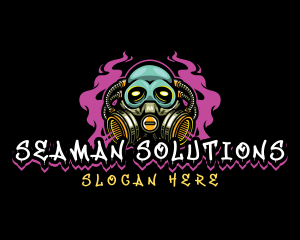 Skull Gas Mask Gaming logo design