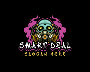 Skull Gas Mask Gaming logo design