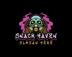 Skull Gas Mask Gaming logo design