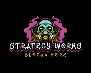 Skull Gas Mask Gaming logo design