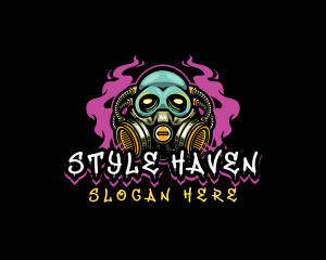 Skull Gas Mask Gaming logo design