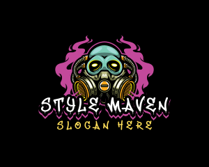 Skull Gas Mask Gaming logo design