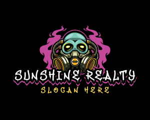 Skull Gas Mask Gaming logo design