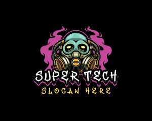 Skull Gas Mask Gaming logo design