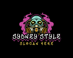 Skull Gas Mask Gaming logo design