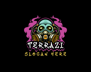 Skull Gas Mask Gaming logo design