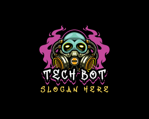 Skull Gas Mask Gaming logo design