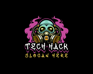 Skull Gas Mask Gaming logo design