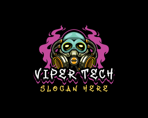 Skull Gas Mask Gaming logo design