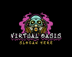 Skull Gas Mask Gaming logo design