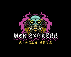 Skull Gas Mask Gaming logo design