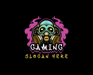 Skull Gas Mask Gaming logo design