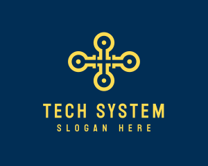 System - Cross Digital Circuit logo design