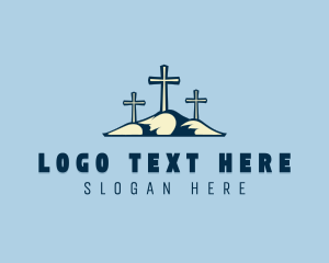 Three Crosses - Religious Christianity Cross logo design