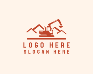Construction - Industrial Excavator Mountain logo design