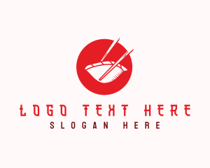 Asian Food - Gyoza Dumpling Chopsticks logo design