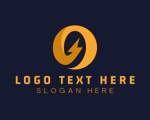 Battery - Electric Lightning Letter O logo design