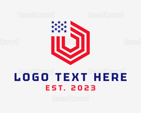 Hexagon American Flag Logo