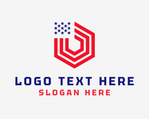 Hexagon American Flag Logo
