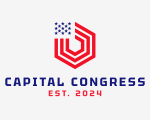 Congress - Hexagon American Flag logo design