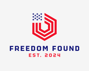 Independence - Hexagon American Flag logo design
