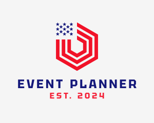 America - Hexagon American Flag logo design