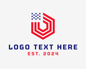 Usa - Hexagon American Flag logo design