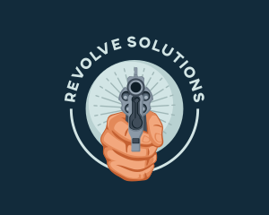 Hand Revolver Gun logo design