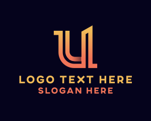 Geometric - Digital Gradient Letter U logo design