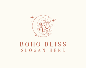 Boho Floral Moon logo design