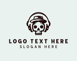 Hat - Skull Music DJ logo design