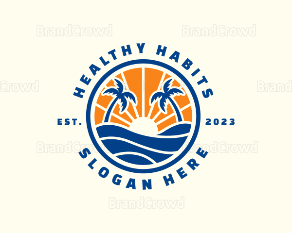 Tropical Beach Ocean Logo