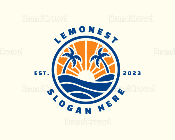 Tropical Beach Ocean Logo