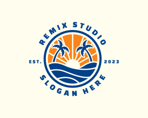 Tropical Beach Ocean Logo