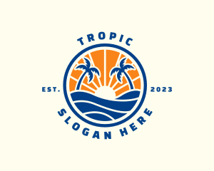 Tropical Beach Ocean logo design