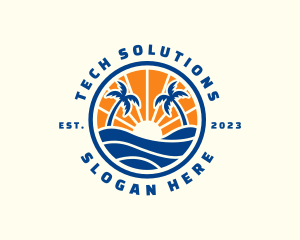 Sunset - Tropical Beach Ocean logo design