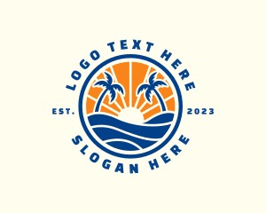 Palm Tree - Tropical Beach Ocean logo design
