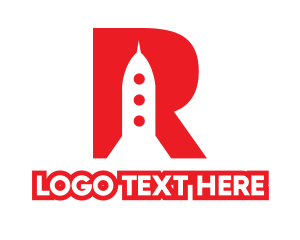 Spaceship - Red R Rocket logo design